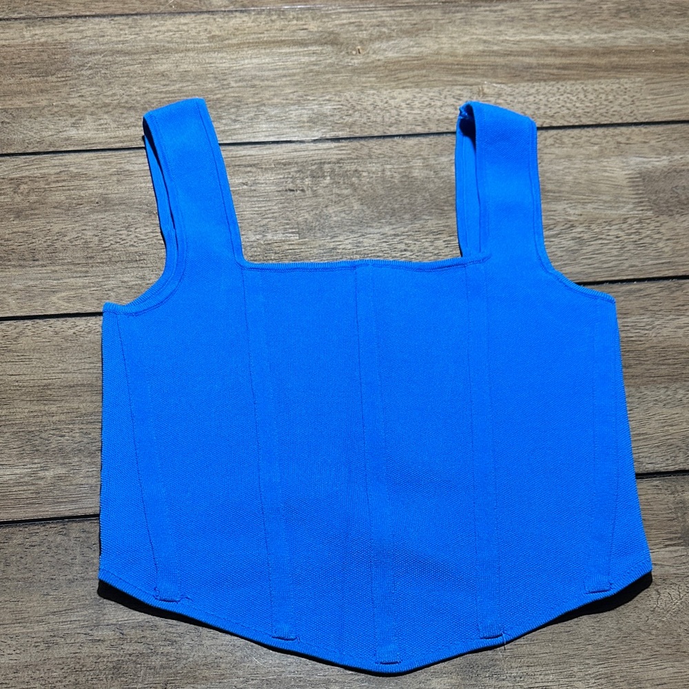 Zara Electric Blue Square-Neck Corset Tank